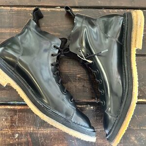 Buttero Shiny Black Leather Men's Boots